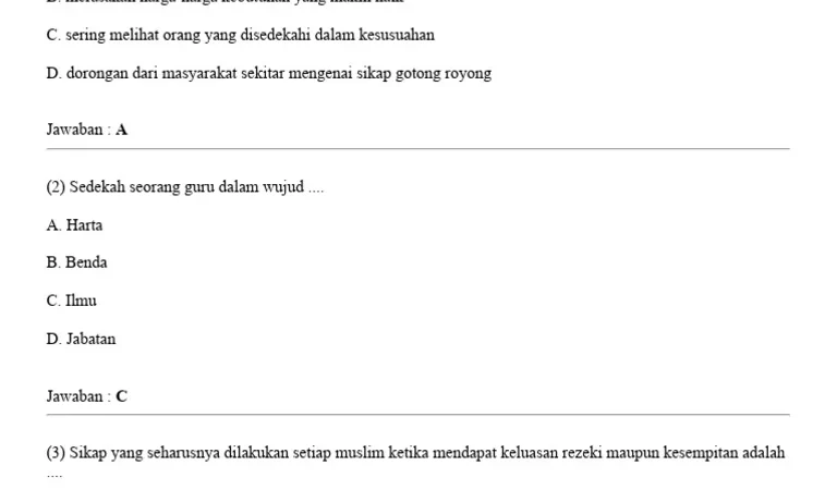 25 Soal Al-Qur’an Hadits Kelas 8 Semester 2 untuk Siswa MTs
