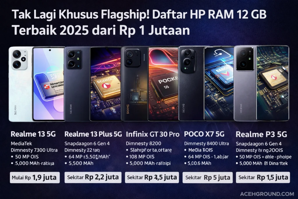 7 Ponsel RAM 12 GB Termurah di Maret 2026, Pilih yang Paling Sesuai