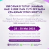 Bursa Efek Indonesia dan Pegadaian Tutup Libur Kenaikan Yesus