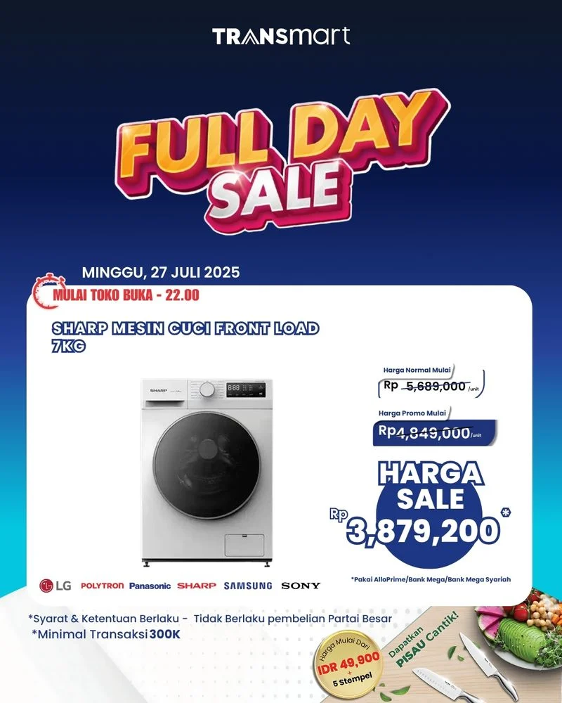 Dapatkan Diskon Besar untuk Mesin Cuci dan TV di Transmart Full Day Sale Hari Ini!