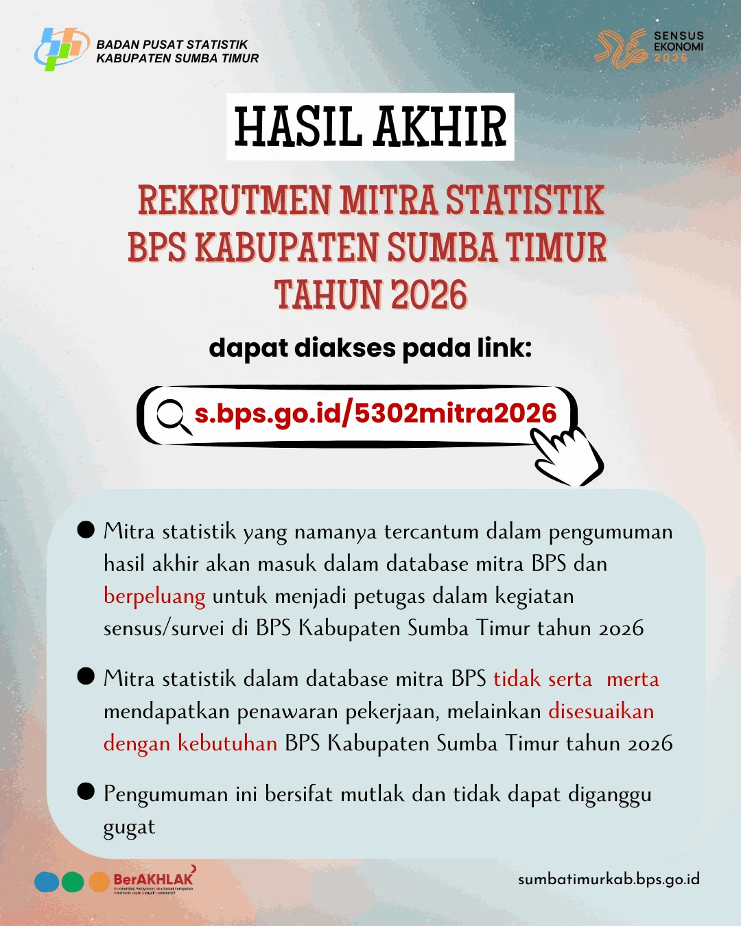 Durasi Kontrak Rekrutmen Mitra Statistik Pendataan BPS 2026 Terungkap