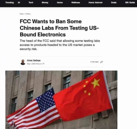 FCC Melarang Laboratorium China Uji Perangkat Telekomunikasi AS
