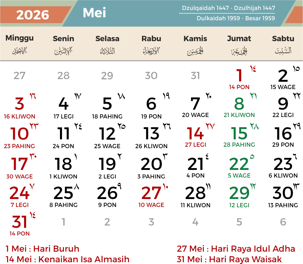 Jadwal Cuti Bersama Idul Adha 2026 Resmi, Apakah 29 Mei Libur?