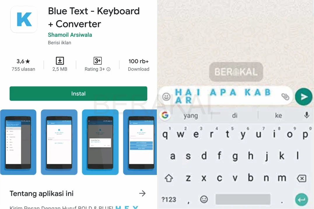 Membuat Tulisan Berwarna Biru di WhatsApp Tanpa Aplikasi Tambahan